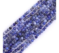 Gem-Inside Perles de rocaille en vrac rondes à facettes en sodalite jaspe bleu naturel semi-précieuses de 3 mm pour fabrication de bijoux Fil de 38 cm