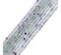 Gem-Inside Perles d'espacement à facettes de 2 mm en quartz fluorite naturelle multicolore, véritables pierres précieuses en cristal pour la fabrication de bijoux, fil de 38,1 cm