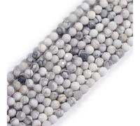 GEM-Inside Perles d'espacement à facettes en howlite blanche naturelle de 3 mm pour la fabrication de bijoux 38,1 cm