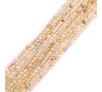 Gem-Inside Perles d'espacement à facettes en pierre précieuse naturelle dorée de 2 mm pour la fabrication de bijoux sur fil de 38,1 cm