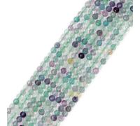 Gem-Inside Perles d'espacement à facettes en quartz fluorite multicolore naturel de 3 mm, véritables pierres précieuses cristallines pour la fabrication de bijoux, fil de 38,1 cm