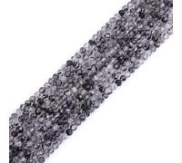 Gem-Inside Perles d'espacement à facettes en quartz naturel cultivé noir de 3 mm pour la fabrication de bijoux sur fil de 38,1 cm