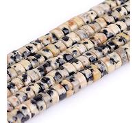 Gem-Inside Perles d'espacement de 2 x 4 mm en jaspe dalmatien jaune kaki naturel pour la fabrication de bijoux - Fil complet de 38,1 cm - Pierre d'énergie et de guérison