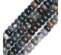 Gem-Inside Perles d'espacement Heishi en agate indienne naturelle de 5 x 8 mm pour fabrication de bracelets, colliers, bijoux, projets d'artisanat - Fil de 38,1 cm