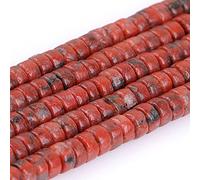 Gem-Inside Perles d'espacement Heishi en jaspe rouge sésame naturel de 4 mm pour la fabrication de bijoux - Fil complet de 38,1 cm - Pierre d'énergie et de guérison