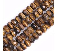 Gem-Inside Perles rondelles en pierre naturelle facettée œil de tigre jaune 5x10 mm Heishi pour fabrication de bracelet, collier, bijou DIY Projet artisanal Fil de 38,1 cm