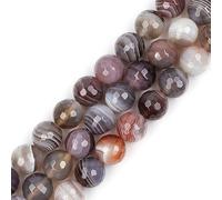 Gem-Inside Perles rondes à facettes en agate du Botswana de 8 mm en pierre semi-précieuse naturelle pour la fabrication de bijoux Fil de 38,1 cm