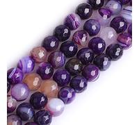 Gem-Inside Perles rondes à facettes en agate violette de 8 mm pour la fabrication de bijoux Fil de perles de 38,1 cm fait à la main