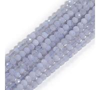 Gem-Inside Perles rondes à facettes en calcédoine bleue de 2 mm pour fabrication de bijoux sur fil de 38,1 cm