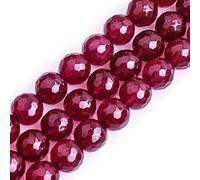 Gem-Inside Perles rondes à facettes en jade fuchsia naturel de 12 mm pour fabrication de bijoux sur fil de 38,1 cm