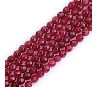 Gem-Inside Perles rondes à facettes en jade rouge vin de 4 mm pour fabrication de bijoux sur fil de 38 cm