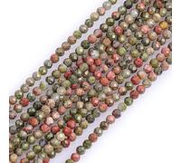 Gem-Inside Perles rondes à facettes en jaspe unakite vert de 2 mm pour fabrication de bijoux sur fil de 38,1 cm