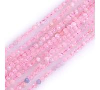 Gem-Inside Perles rondes à facettes en morganite Morgan naturelle de 2 mm pour fabrication de bijoux - Fil de 38,1 cm