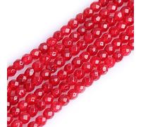 Gem-Inside Perles rondes à facettes en pierre semi-précieuse de 4 mm pour fabrication de bijoux Fil de 38 cm en jade rouge