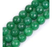 Gem-Inside Perles rondes à facettes en pierre semi-précieuse naturelle de 14 mm pour fabrication de bijoux sur fil de 38,1 cm