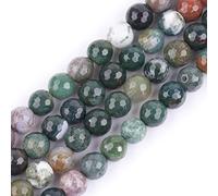 Gem-Inside Perles rondes à facettes en pierre semi-précieuse naturelle de 8 mm pour la fabrication de bijoux Fil de perles de 38,1 cm fait à la main, Agate indienne.