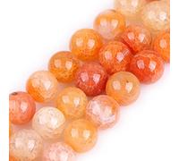 Gem-Inside Perles rondes d'agate craquelée rose naturelle de 12 mm pour la fabrication de bijoux en vrac, pierre semi-précieuse de 38,1 cm, fournitures artisanales