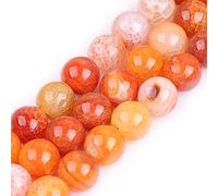 Gem-Inside Perles rondes d'agate craquelée rose naturelle de 14 mm pour la fabrication de bijoux en vrac, pierre semi-précieuse de 38,1 cm, fournitures artisanales