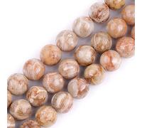 Gem-Inside Perles rondes de 8 mm en jaspe fossile de corail rouge naturel de qualité AAA pour la fabrication de bijoux en vrac, pierre semi-précieuse de 38,1 cm, fournitures artisanales