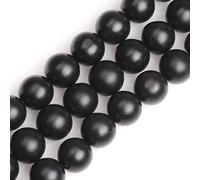 Gem-Inside Perles rondes en agate noire naturelle de 14 mm - Cristal du Brésil mat - Pierre d'énergie - Pour fabrication de bijoux - 38,1 cm