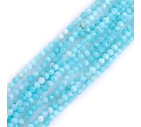 Gem-Inside Perles rondes en amazonite naturelle facettée de 3 mm en pierres semi-précieuses pour la fabrication de bijoux 38,1 cm