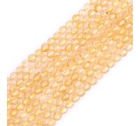 Gem-Inside Perles rondes en citrine naturelle de 3 mm, facettées, semi-précieuses, pour fabrication de bijoux, brin de 38,1 cm