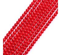 Gem-Inside Perles rondes en corail rouge de 5 mm pour la fabrication de bijoux - Corail naturel teint de 38,1 cm - 79 à 81 pièces par fil