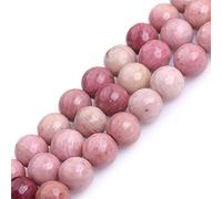 Gem-Inside Perles rondes en jaspe rhodochrosite rouge de 10 mm pour la fabrication de bijoux et les loisirs créatifs - 38,1 cm