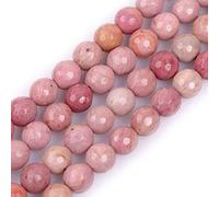 GEM-Inside Perles rondes en jaspe rhodochrosite rouge de 8 mm pour la fabrication de bijoux et les loisirs créatifs - 38,1 cm