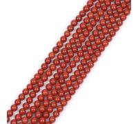 Gem-Inside Perles rondes en jaspe rouge naturel de 4 mm pour fabrication de bijoux - Fil de 38,1 cm