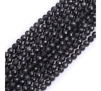 Gem-Inside Perles rondes en obsidienne noire naturelle facettées de 3 mm, semi-précieuses, perles en graine lâches pour la fabrication de bijoux, brin de 38,1 cm