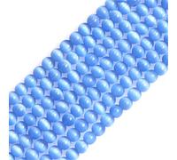Gem-Inside Perles rondes en pierre semi-précieuse (œil de chat bleu) de 4 mm pour fabrication de bijoux - Fil de 38,1 cm