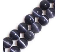 Gem-Inside Perles rondes en pierre semi-précieuse (œil de chat gris) de 6 mm pour fabrication de bijoux - Fil de 38,1 cm