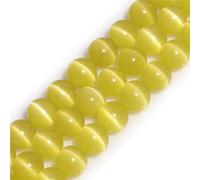 Gem-Inside Perles rondes en pierre semi-précieuse (œil de chat jaune) de 8 mm pour fabrication de bijoux - Fil de 38,1 cm