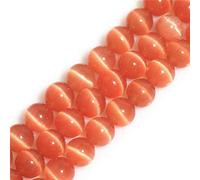Gem-Inside Perles rondes en pierre semi-précieuse (œil de chat orange clair) de 10 mm pour fabrication de bijoux - Fil de 38,1 cm