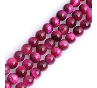 Gem-Inside Perles rondes en pierre semi-précieuse, œil de tigre rose, 6 mm, pour fabrication de bijoux, 38,1 cm
