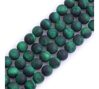 Gem-Inside Perles rondes en pierre semi-précieuse (œil de tigre vert) givrée mate non polie de 8 mm pour la fabrication de bijoux et les loisirs créatifs - 38,1 cm
