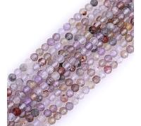 Gem-Inside Perles rondes en quartz aurélite naturelle facettées de 2 mm en pierres précieuses semi-précieuses pour la fabrication de bijoux 38,1 cm de brin