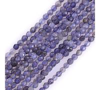 Gem-Inside Perles rondes en quartz cordiérite naturelle facettées de 2 mm en pierres semi-précieuses pour la fabrication de bijoux 38,1 cm de brin