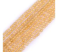 Gem-Inside Perles rondes en quartz de citrine jaune naturel de 2 mm, facettées, semi-précieuses, en vrac, pour la fabrication de bijoux, brin de 38,1 cm