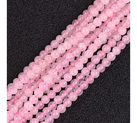 Gem-Inside Perles rondes en quartz rose naturel de 3 mm - Pour fabrication de bijoux - 38,1 cm