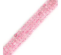 Gem-Inside Perles rondes en quartz rose naturel de 3 mm, véritables cristaux précieux à facettes, pour la fabrication de bijoux, 38,1 cm
