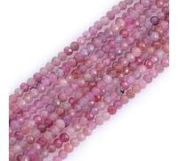 Gem-Inside Perles rondes en rubis naturel facetté de 3 mm pour fabrication de bijoux, brin de 38,1 cm