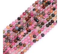 Gem-Inside Perles rondes en tourmaline naturelle multicolore de 2 mm en pierres semi-précieuses pour la fabrication de bijoux 38,1 cm de brin