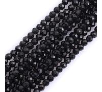 Gem-Inside Perles rondes en tourmaline noire naturelle de 3 mm, facettées, semi-précieuses, pour fabrication de bijoux, brin de 38,1 cm