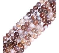 Gem-Inside Perles rondes lisses en agate naturelle du Botswana de 6 mm pour fabrication de bijoux - Fil de 38,1 cm