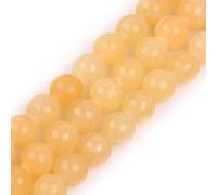 Gem-Inside Perles rondes lisses en jade jaune naturel de 8 mm pour la fabrication de bijoux en vrac, pierre semi-précieuse de 38,1 cm, fournitures artisanales