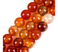 Gem-Inside Perles rondes naturelles en cornaline rouge de 10 mm pour fabrication de bijoux - Fil de 38,1 cm