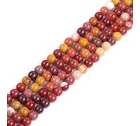 Gem-Inside Perles rondes naturelles en jaspe Mokaïte pour fabrication de bijoux - 38 cm x 6 mm