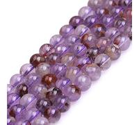 Gem-Inside Perles rondes naturelles en quartz fantôme améthyste de 6 mm pour fabrication de bijoux - 38 cm